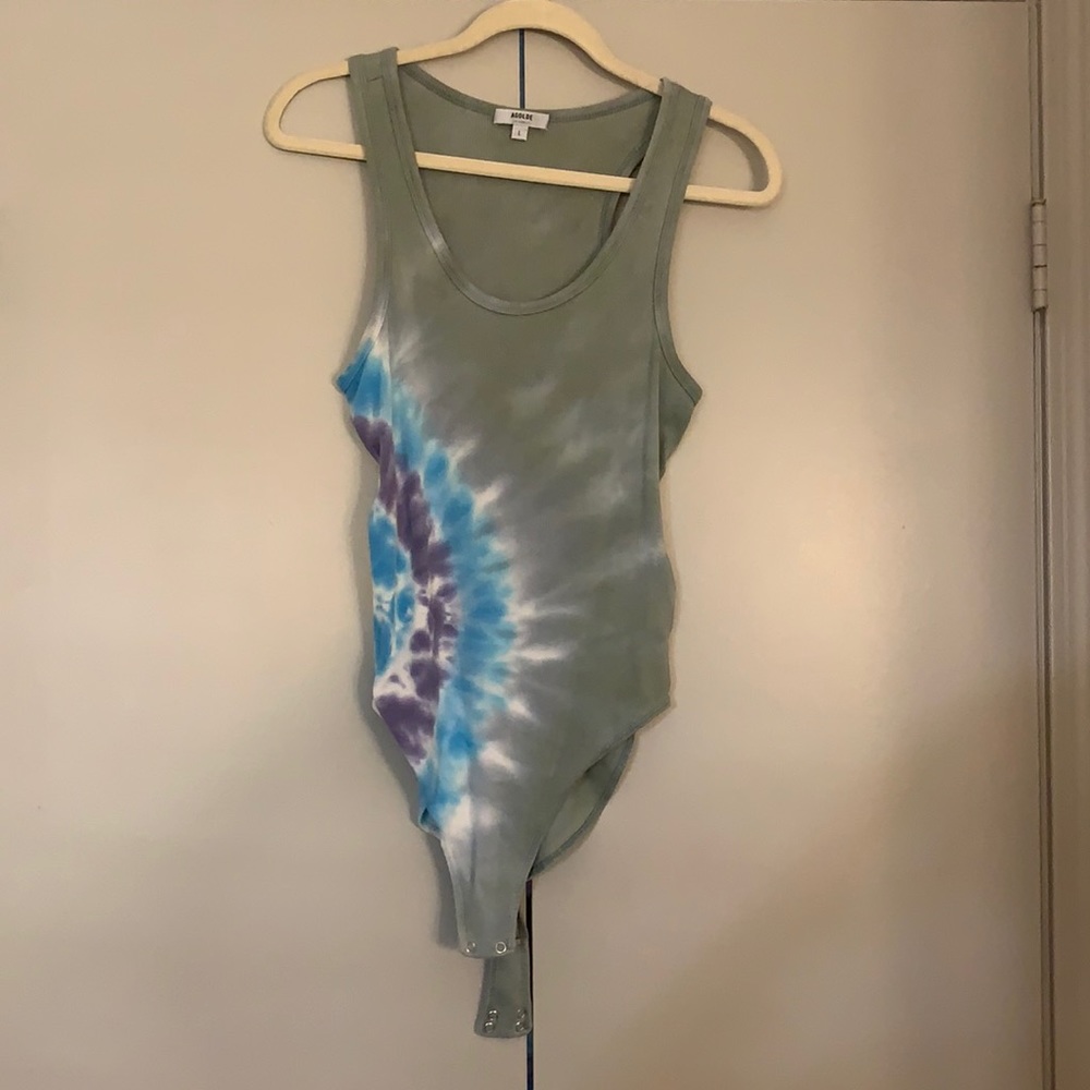 Anthropologie x Agolde LA rib tank Tiedye bodysuit, Catalyst Rewind Cotton Blue - Picture 4 of 10